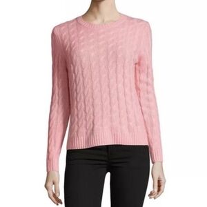 Lord & Taylor pink cable knit cotton sweater size M